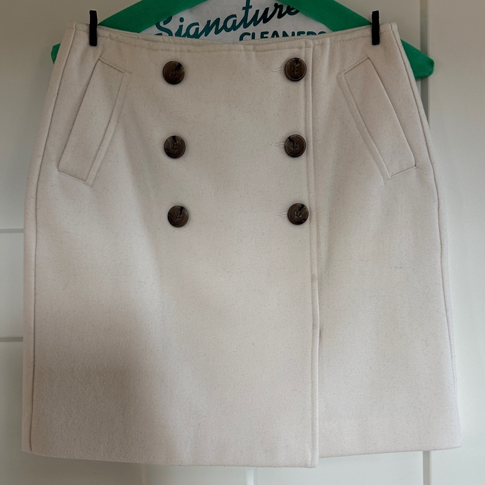 Banana Republic Cream Double-Breasted Mini Skirt